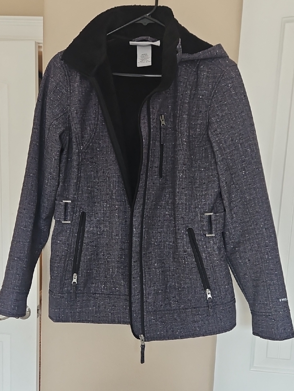Free Country Heathered Dark Gray Hooded Utility Jacket